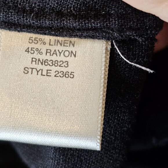 2000s Y2K Womens Medium Shirt Dress Linen Blend‎ Black Button Up Sleeveless - Picture 7 of 10